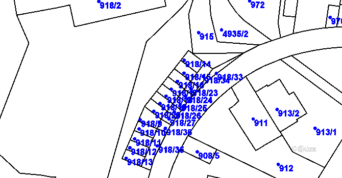 Parcela st. 918/17 v KÚ Smíchov, Katastrální mapa