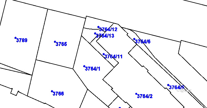 Parcela st. 3764/11 v KÚ Smíchov, Katastrální mapa