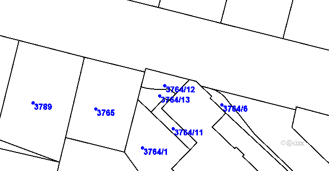 Parcela st. 3764/12 v KÚ Smíchov, Katastrální mapa