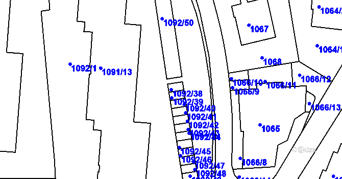 Parcela st. 1092/38 v KÚ Smíchov, Katastrální mapa