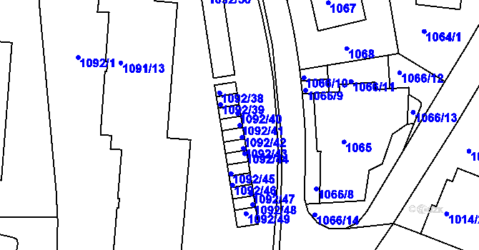 Parcela st. 1092/41 v KÚ Smíchov, Katastrální mapa