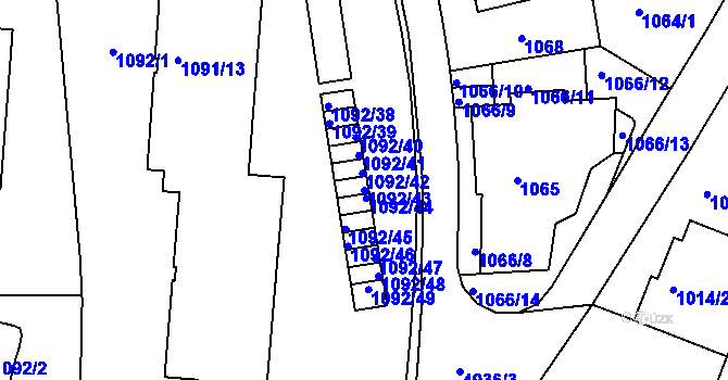 Parcela st. 1092/43 v KÚ Smíchov, Katastrální mapa