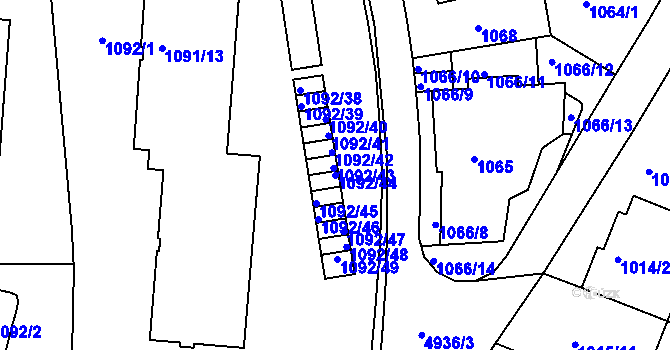 Parcela st. 1092/44 v KÚ Smíchov, Katastrální mapa