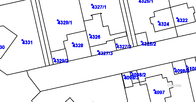 Parcela st. 4327/3 v KÚ Smíchov, Katastrální mapa