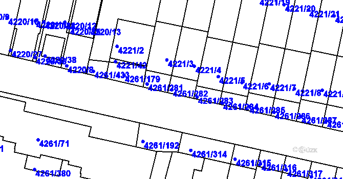 Parcela st. 4261/282 v KÚ Smíchov, Katastrální mapa