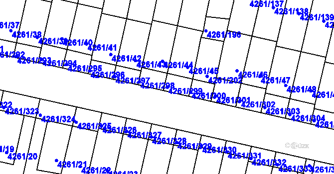 Parcela st. 4261/299 v KÚ Smíchov, Katastrální mapa