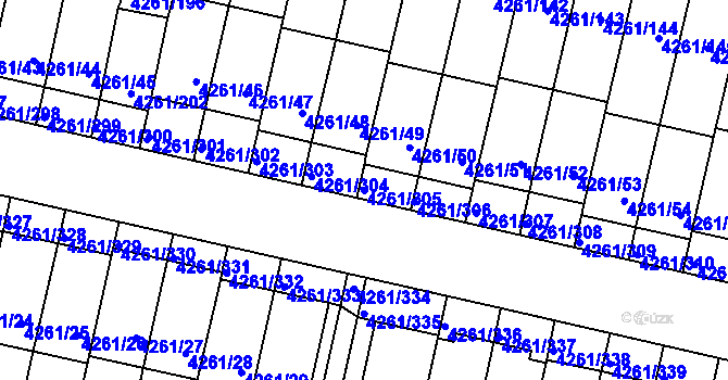 Parcela st. 4261/305 v KÚ Smíchov, Katastrální mapa