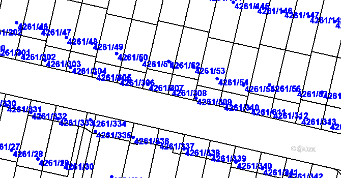 Parcela st. 4261/308 v KÚ Smíchov, Katastrální mapa