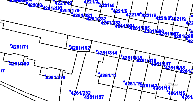 Parcela st. 4261/314 v KÚ Smíchov, Katastrální mapa