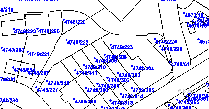 Parcela st. 4748/308 v KÚ Smíchov, Katastrální mapa