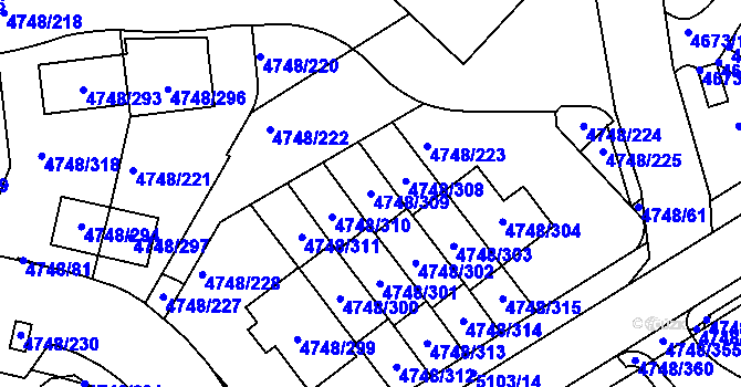 Parcela st. 4748/309 v KÚ Smíchov, Katastrální mapa