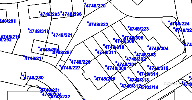 Parcela st. 4748/311 v KÚ Smíchov, Katastrální mapa