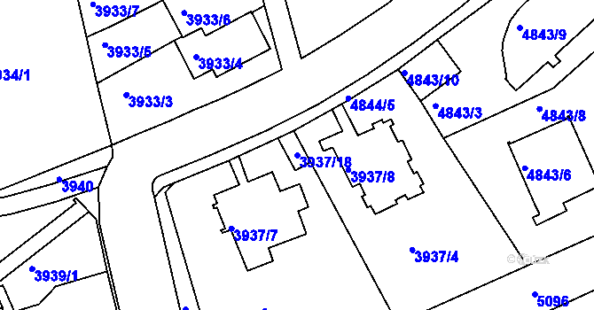 Parcela st. 3937/18 v KÚ Smíchov, Katastrální mapa