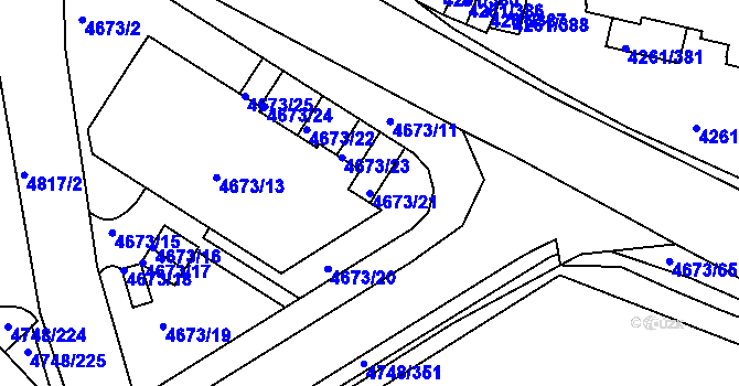 Parcela st. 4673/21 v KÚ Smíchov, Katastrální mapa