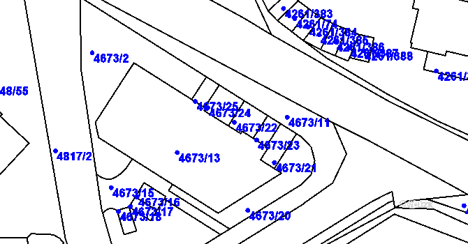 Parcela st. 4673/22 v KÚ Smíchov, Katastrální mapa