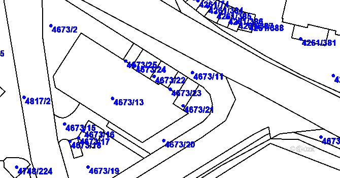 Parcela st. 4673/23 v KÚ Smíchov, Katastrální mapa