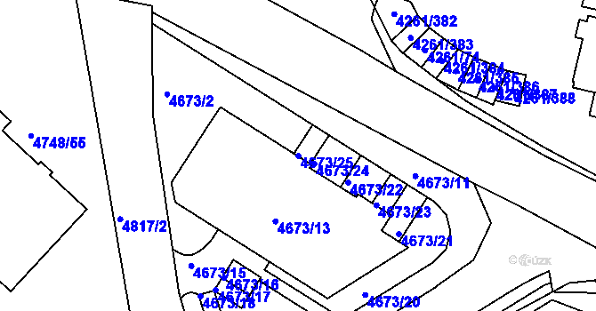 Parcela st. 4673/25 v KÚ Smíchov, Katastrální mapa