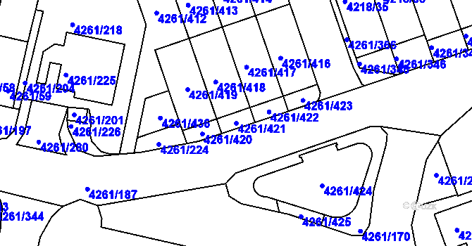 Parcela st. 4261/421 v KÚ Smíchov, Katastrální mapa