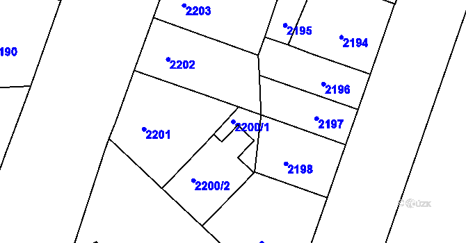 Parcela st. 2200/1 v KÚ Smíchov, Katastrální mapa