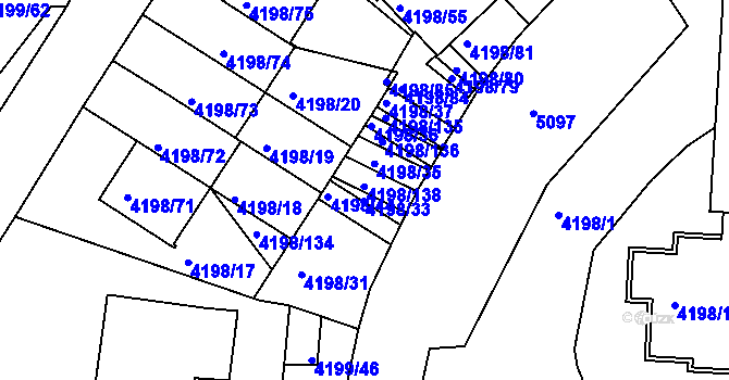 Parcela st. 4198/138 v KÚ Smíchov, Katastrální mapa