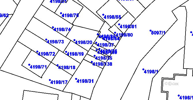 Parcela st. 4198/136 v KÚ Smíchov, Katastrální mapa