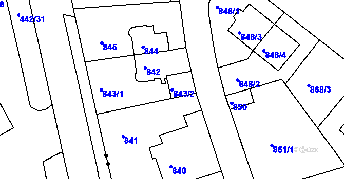 Parcela st. 843/2 v KÚ Smíchov, Katastrální mapa