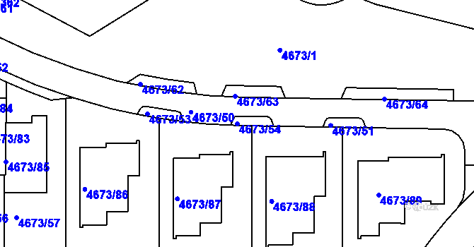 Parcela st. 4673/54 v KÚ Smíchov, Katastrální mapa