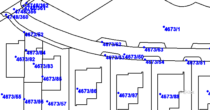 Parcela st. 4673/53 v KÚ Smíchov, Katastrální mapa