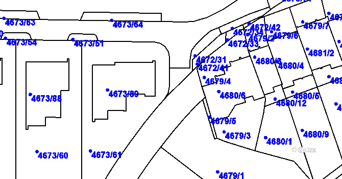 Parcela st. 4672/32 v KÚ Smíchov, Katastrální mapa