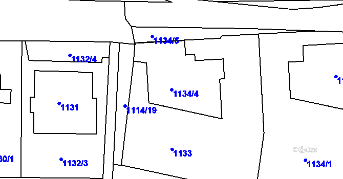 Parcela st. 1134/4 v KÚ Smíchov, Katastrální mapa
