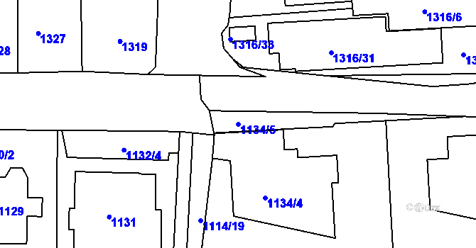 Parcela st. 1134/5 v KÚ Smíchov, Katastrální mapa