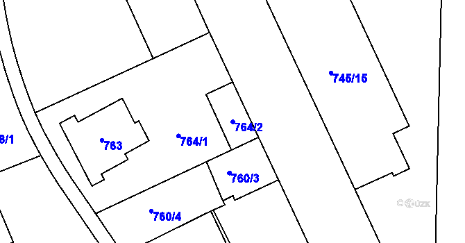 Parcela st. 764/2 v KÚ Smíchov, Katastrální mapa