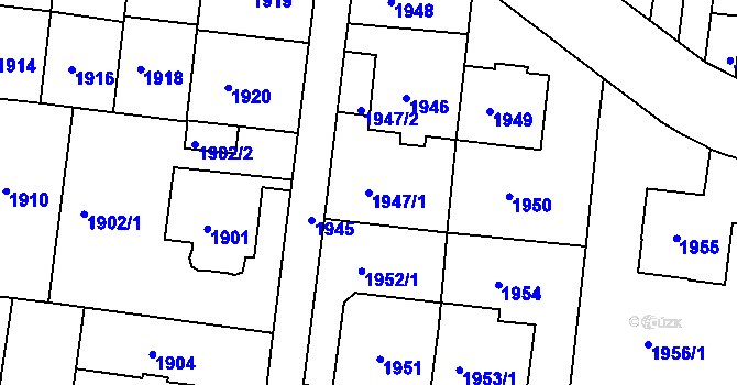 Parcela st. 1947/1 v KÚ Smíchov, Katastrální mapa