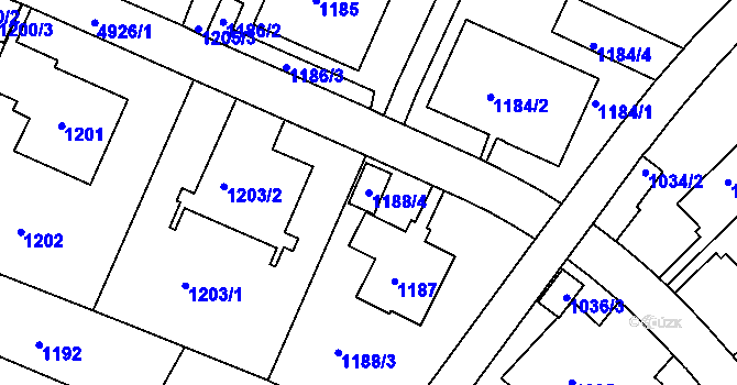Parcela st. 1188/4 v KÚ Smíchov, Katastrální mapa