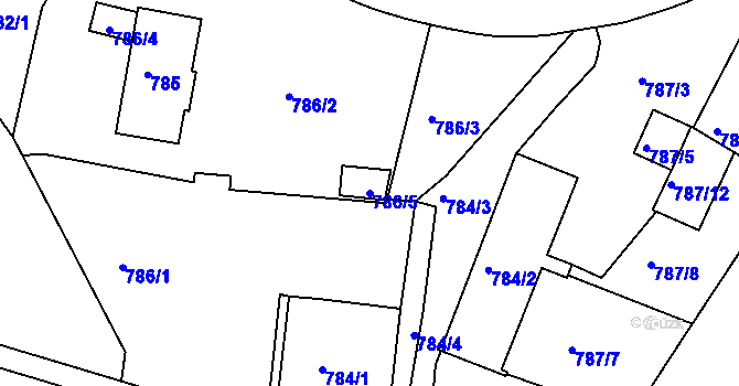 Parcela st. 786/5 v KÚ Smíchov, Katastrální mapa