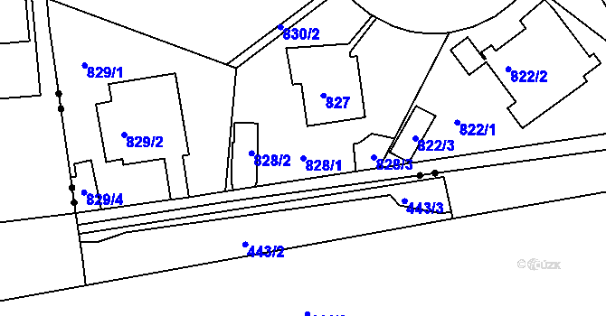 Parcela st. 828/1 v KÚ Smíchov, Katastrální mapa