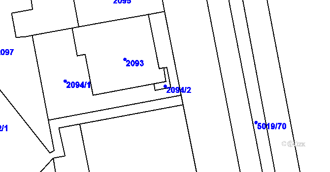 Parcela st. 2094/2 v KÚ Smíchov, Katastrální mapa