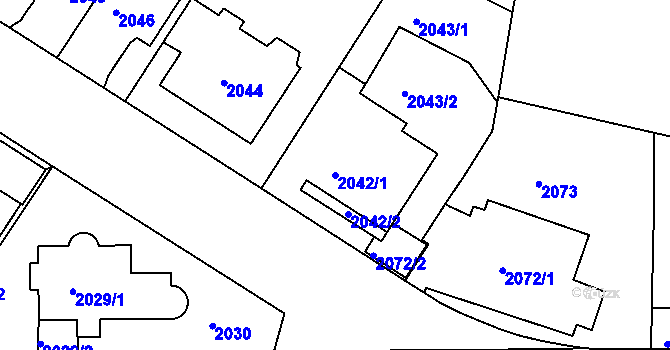 Parcela st. 2042/1 v KÚ Smíchov, Katastrální mapa