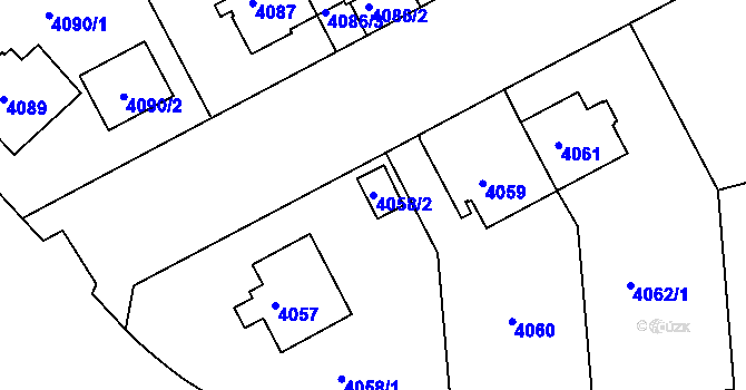 Parcela st. 4058/2 v KÚ Smíchov, Katastrální mapa