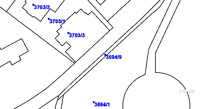 Parcela st. 3594/9 v KÚ Smíchov, Katastrální mapa