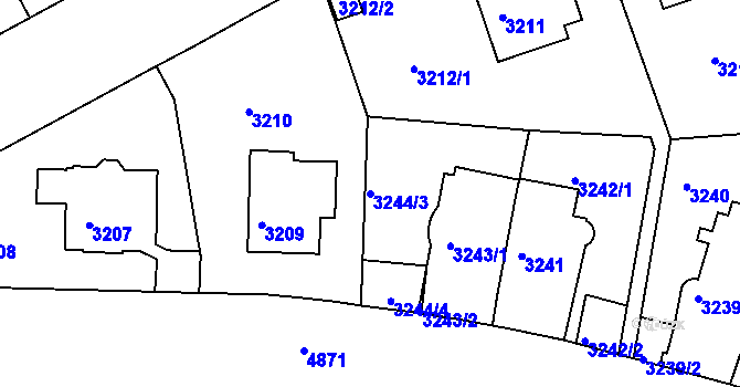 Parcela st. 3244/3 v KÚ Smíchov, Katastrální mapa