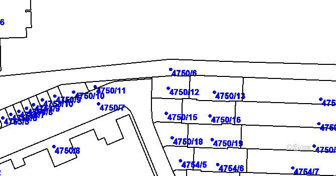 Parcela st. 4750/12 v KÚ Smíchov, Katastrální mapa