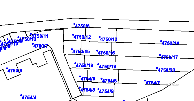 Parcela st. 4750/16 v KÚ Smíchov, Katastrální mapa
