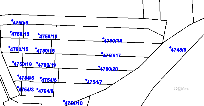 Parcela st. 4750/17 v KÚ Smíchov, Katastrální mapa