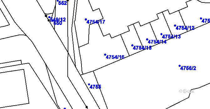 Parcela st. 4754/16 v KÚ Smíchov, Katastrální mapa