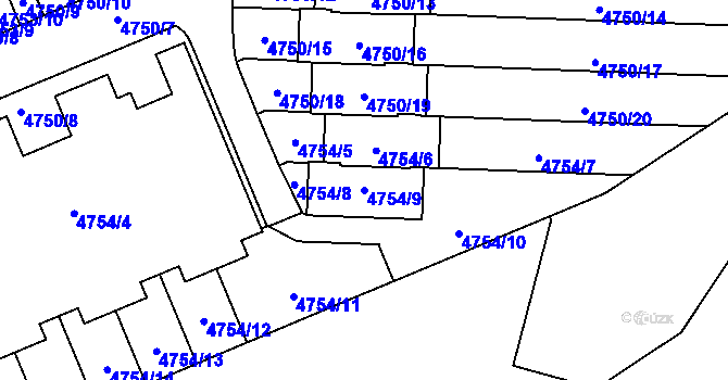 Parcela st. 4754/9 v KÚ Smíchov, Katastrální mapa