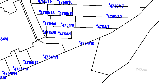Parcela st. 4754/10 v KÚ Smíchov, Katastrální mapa