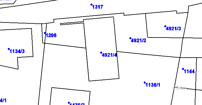 Parcela st. 4921/4 v KÚ Smíchov, Katastrální mapa
