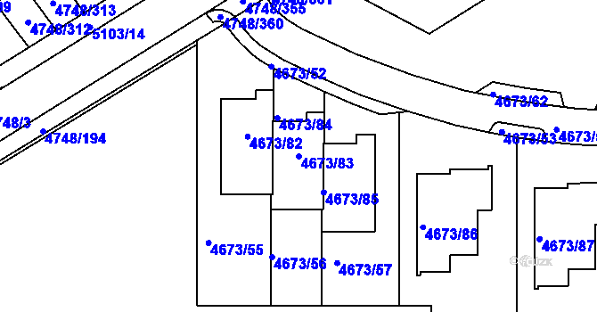 Parcela st. 4673/83 v KÚ Smíchov, Katastrální mapa