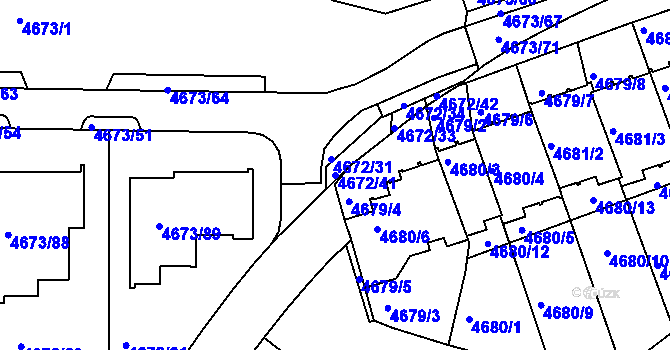 Parcela st. 4672/41 v KÚ Smíchov, Katastrální mapa